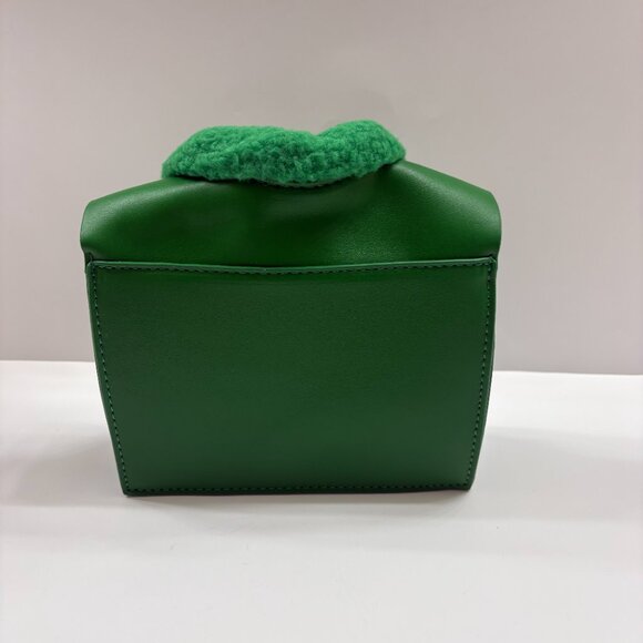 Jacket Shaped Crossbody Bag/ Faux Fur & Leather Coat Purse - Green - NWT - Picture 5 of 9